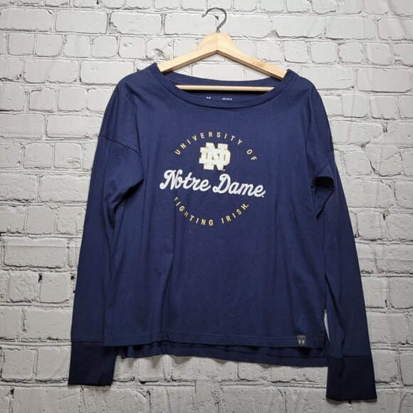 Under Armour University Of Notre Dame Fighting Irish Long Sleeve Tshirt Size M - Picture 1 of 13
